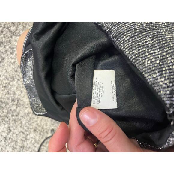 VINTAGE Scott McClintock Halter Millennium Ball Gown Sz 10 Metal Silvr/Black Y2K - Picture 11 of 14